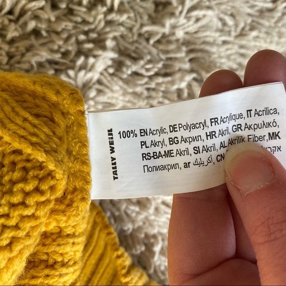 Women's Tally WeiJL Turmeric Crew Neck Knit Braided Cable Sweater - Picture 3 of 6